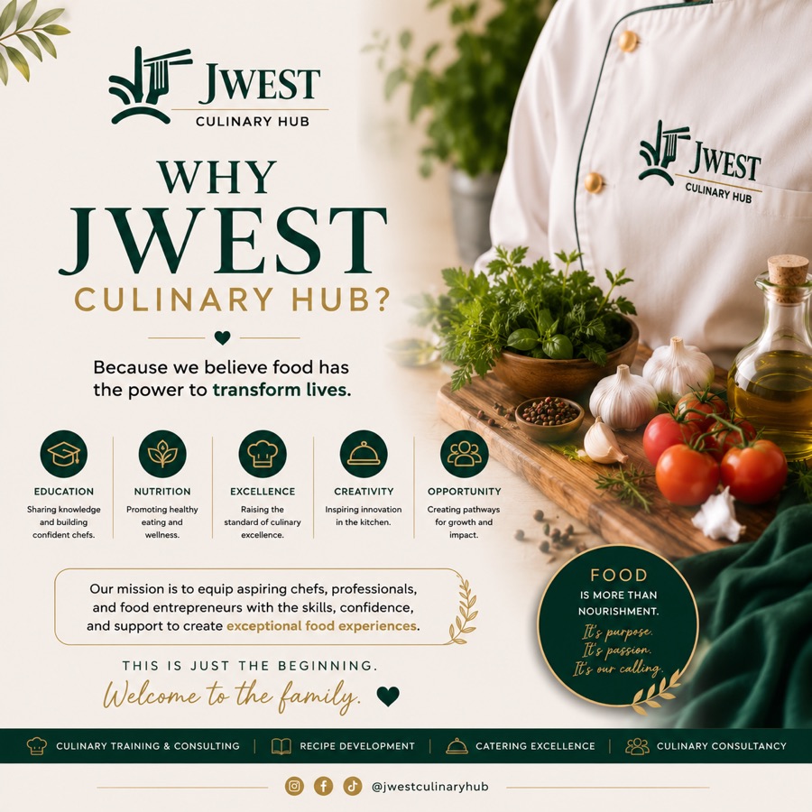 Why JWEST — JWEST Culinary Hub brand card